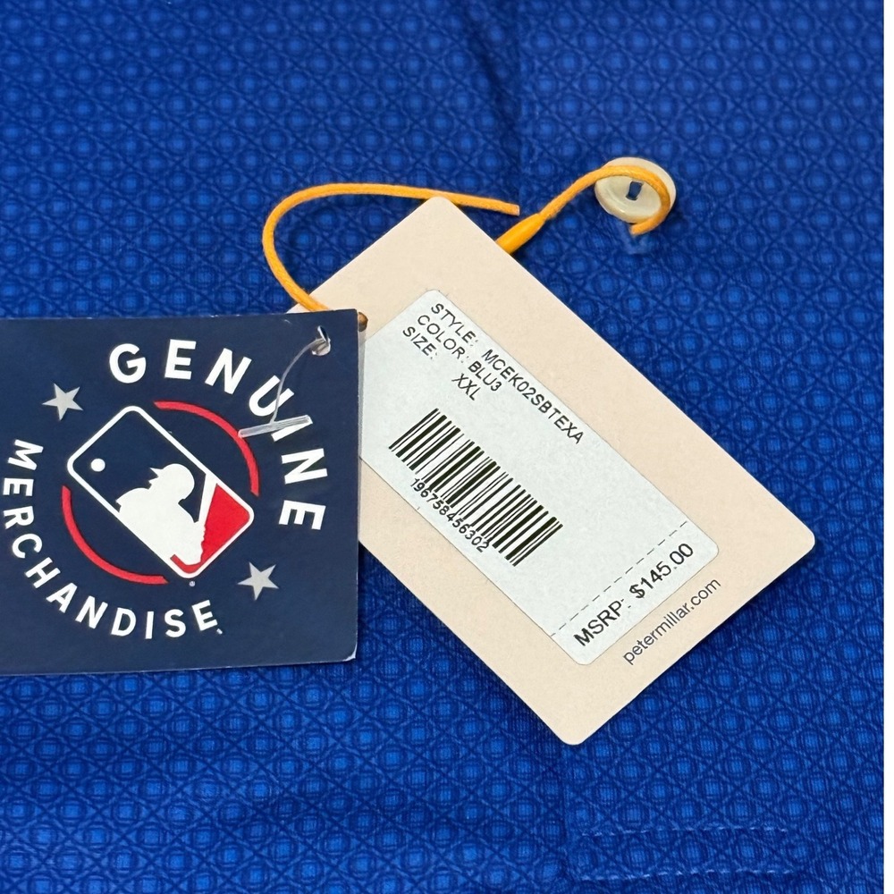 Peter Millar Texas Rangers MLB Polo Shirt Mens XXL Blue‎ Summer Comfort MCEK02SB - Picture 2 of 8